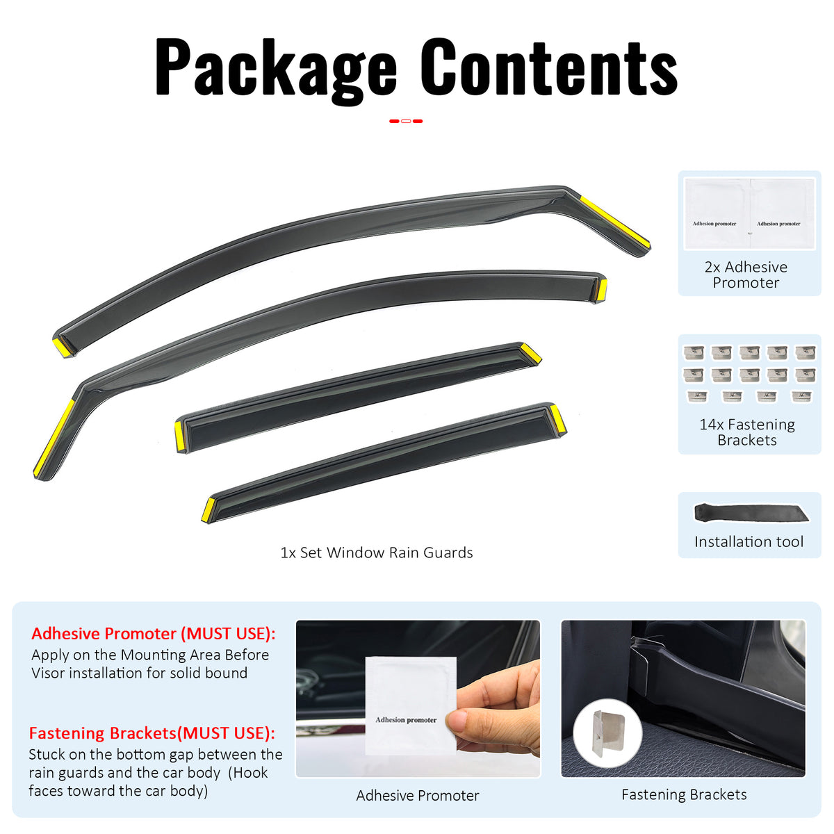 Fits 22-25 Hyundai Tucson Side Window Visors Injection PC In-Channel Deflectors