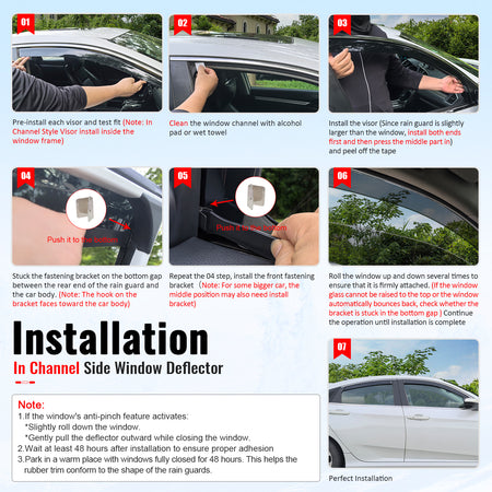 Fits 22-25 Hyundai Tucson Side Window Visors Injection PC In-Channel Deflectors