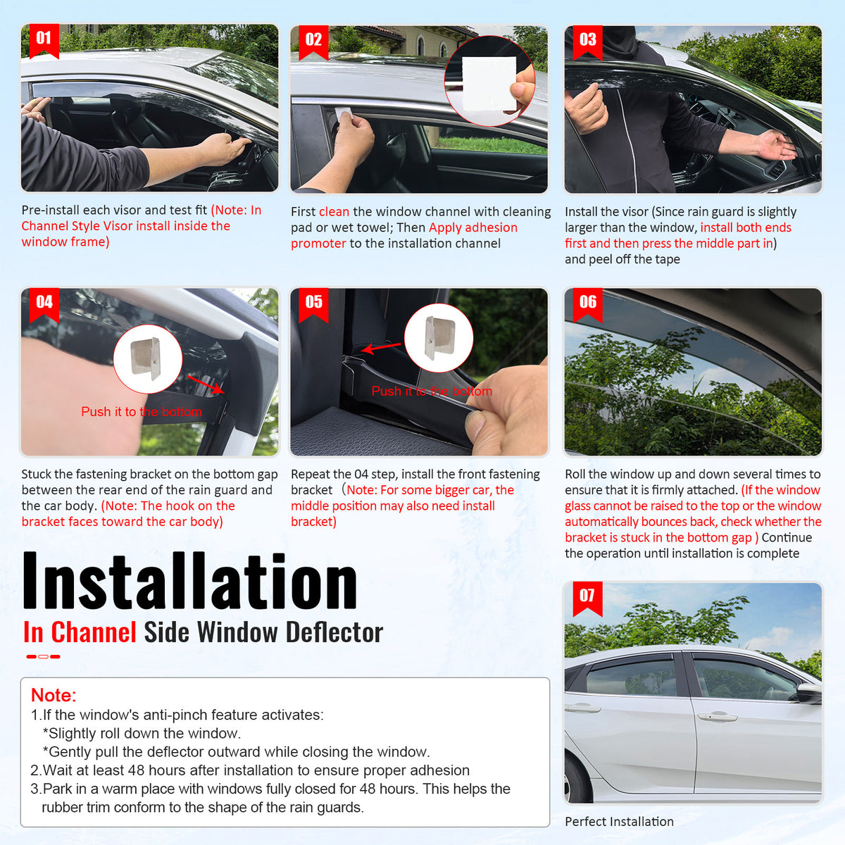 Fits 13-18 Hyundai Santa Fe In-Channel Window Visors Vent Rain Guards Deflectors