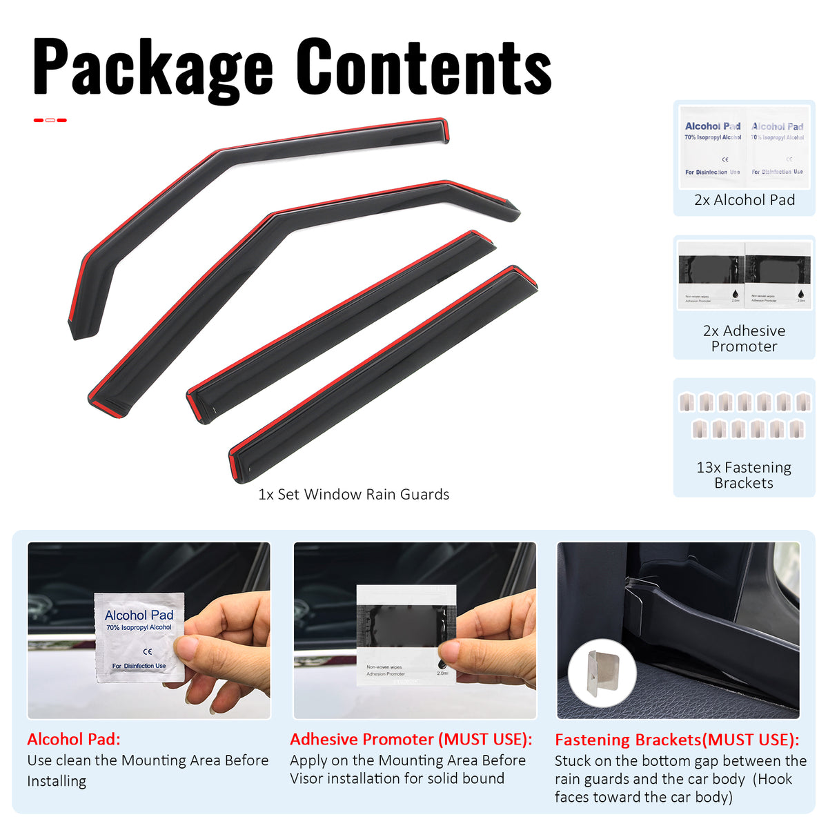 Fits 09-13 Kia Soul In-Channel Window Visors Vent Rain Sun Guards Deflectors