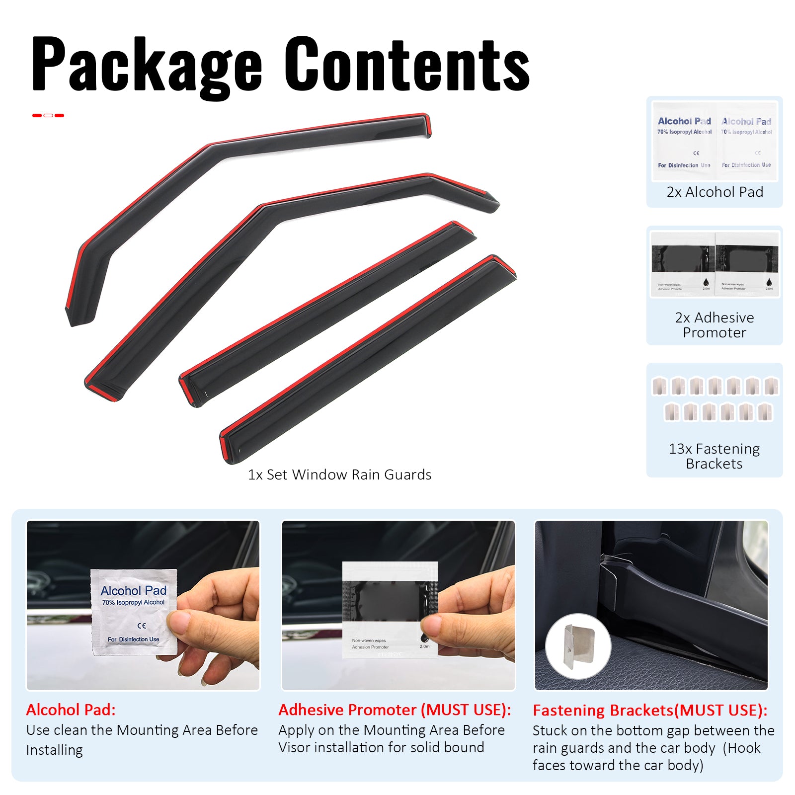 Fits 09-13 Kia Soul In-Channel Window Visors Vent Rain Sun Guards Deflectors