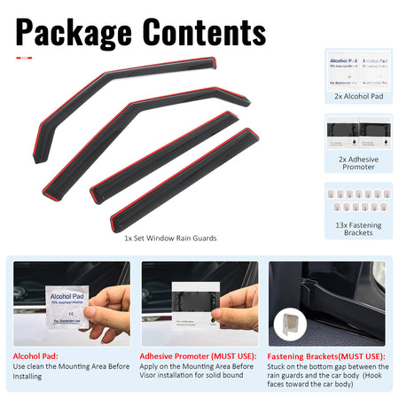 Fits 09-13 Kia Soul In-Channel Window Visors Vent Rain Sun Guards Deflectors