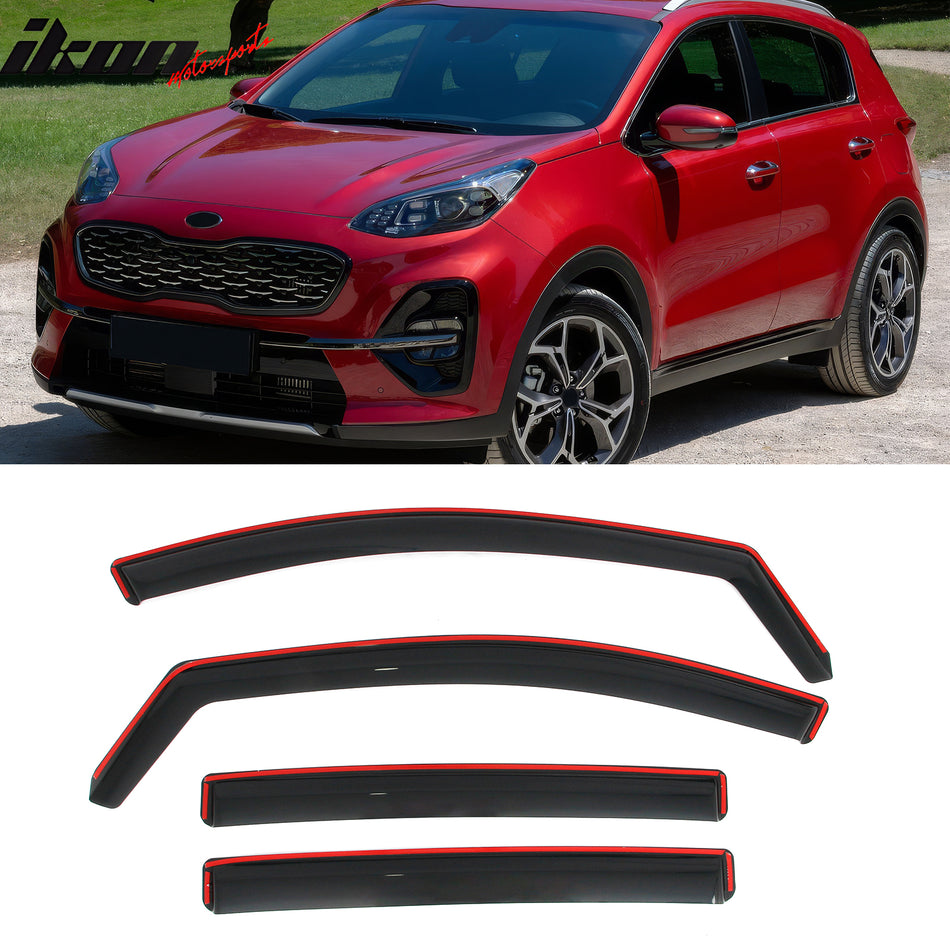 2017-2022 Kia Sportage In-Channel Window Visors Sun Shades Vent Rain Guards Deflectors Acrylic Smoke/Tinted 4PCS