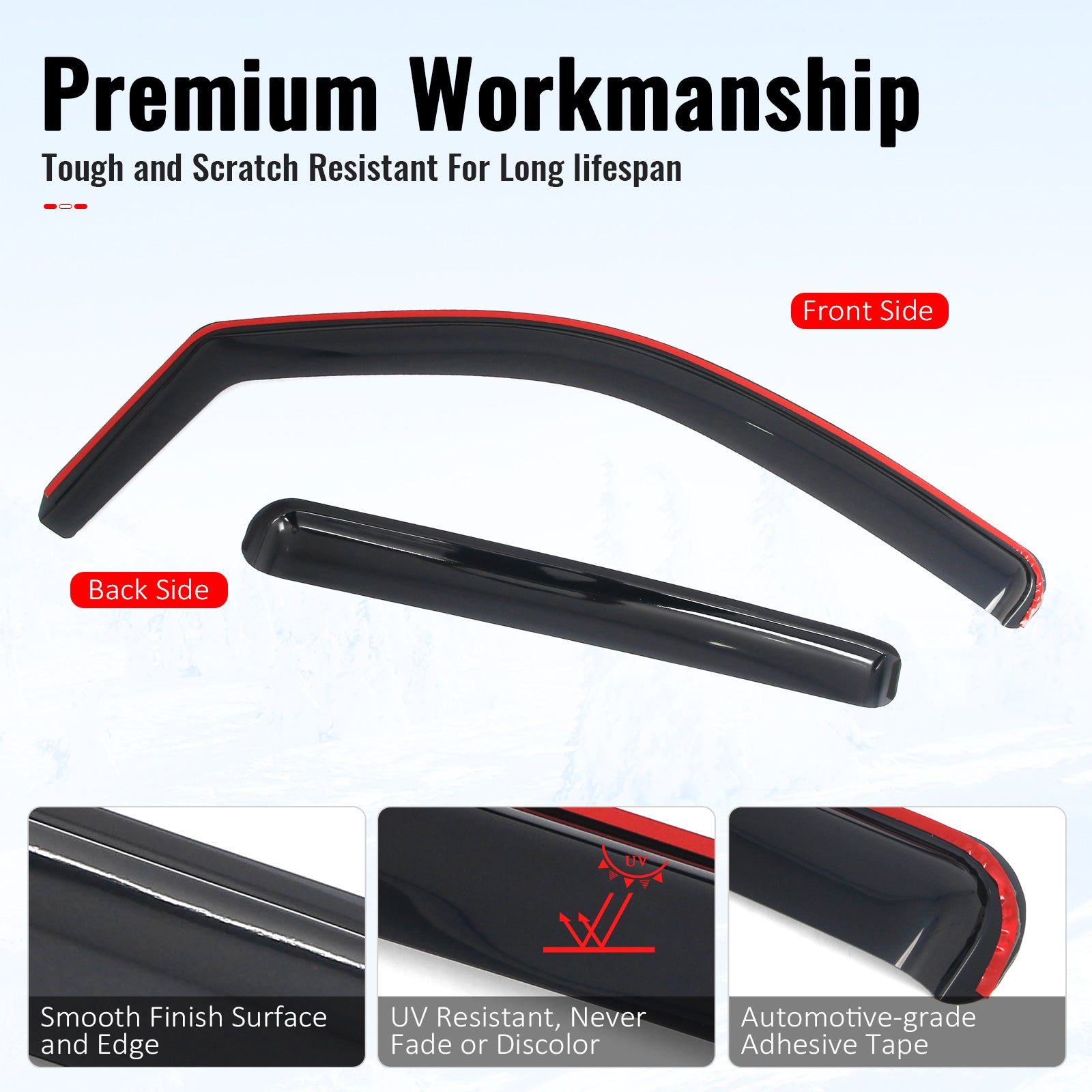 Fits 22-26 Nissan Frontier Crew Cab In-Channel Window Visors Guards Deflectors
