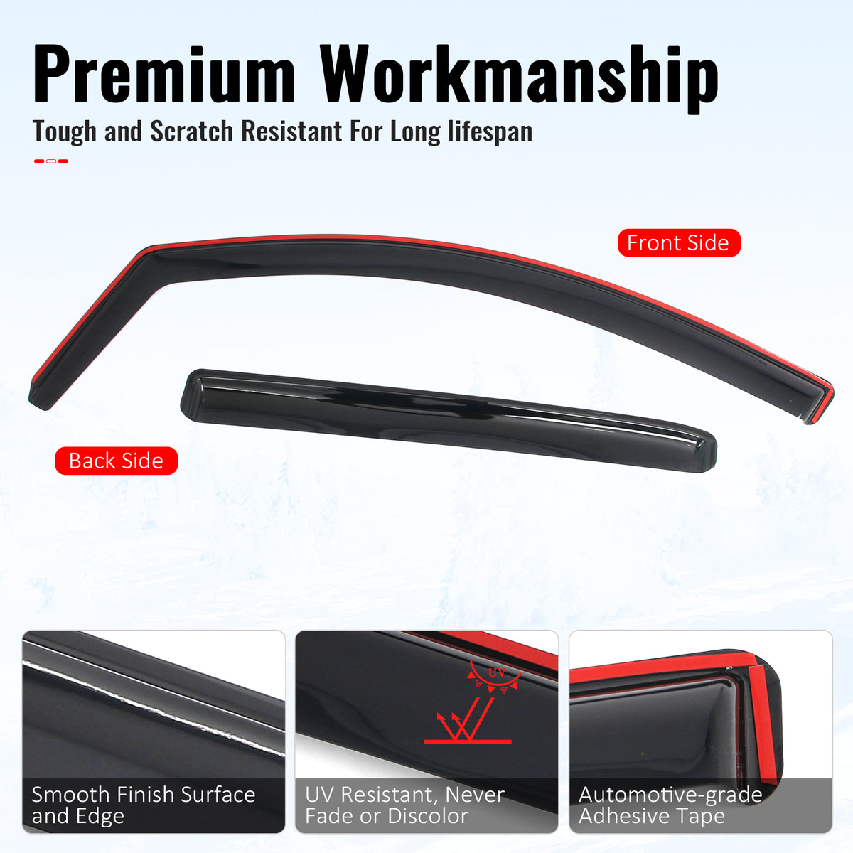 Fits 16-24 Nissan TITAN XD & 17-24 TITAN Crew Cab In-Channel Window Visors Guard