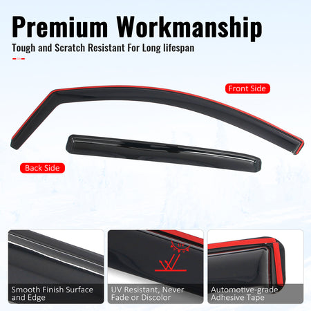 Fits 16-24 Nissan TITAN XD & 17-24 TITAN Crew Cab In-Channel Window Visors Guard