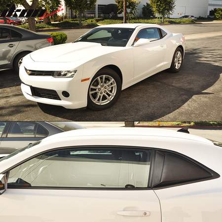 Window Scoops Compatible With 2010-2015 Chevy Camaro, XE Style Black PP Window Vents Guards By IKON MOTORSPORTS, 2011 2012 2013 2014