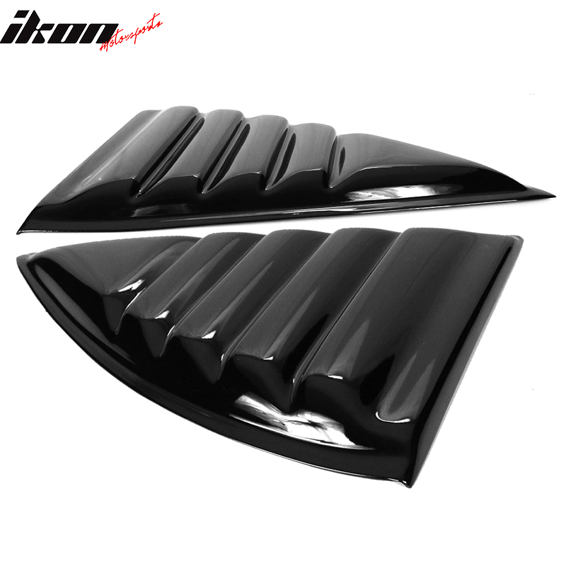 IKON MOTORSPORTS, Side Window Louver Compatible With 2010-2015 Chevy Camaro Coupe, Sun Shade Cover Windshield Scoop Pair, 2011 2012 2013 2014