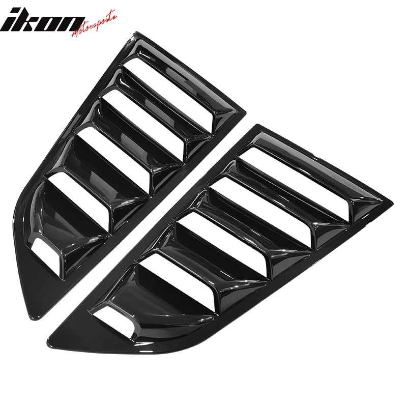 Fits 14-19 Chevy Corvette C7 Classic Style Side Rear Window Louvers Gloss Black