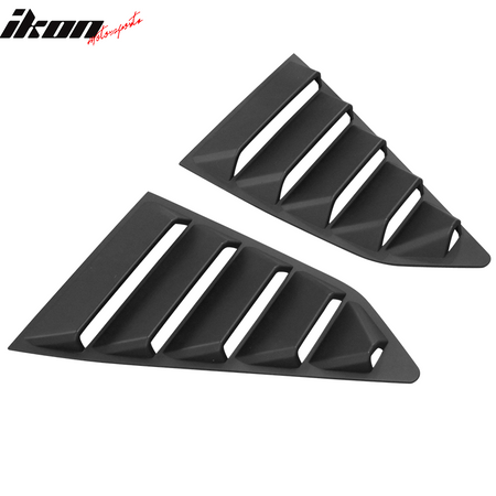 IKON MOTORSPORTS, Side & Rear Window Louvers Compatible With 2014-2019 Chevy Corvette C7, Classic Matte Black Left Right Sides Window Vents Sun Shade Guards, 2015 2016 2017
