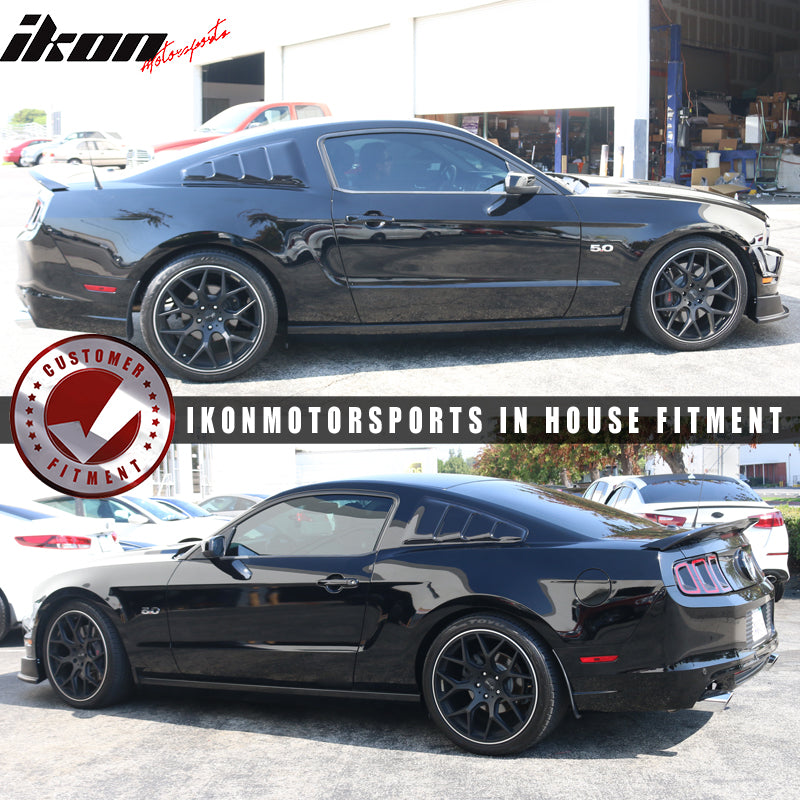 Window Side Louvers Compatible With 2005-2014 Mustang, Quarter Panel Translucent Smoked Tail Deck Lid Bodykit by IKON MOTORSPORTS