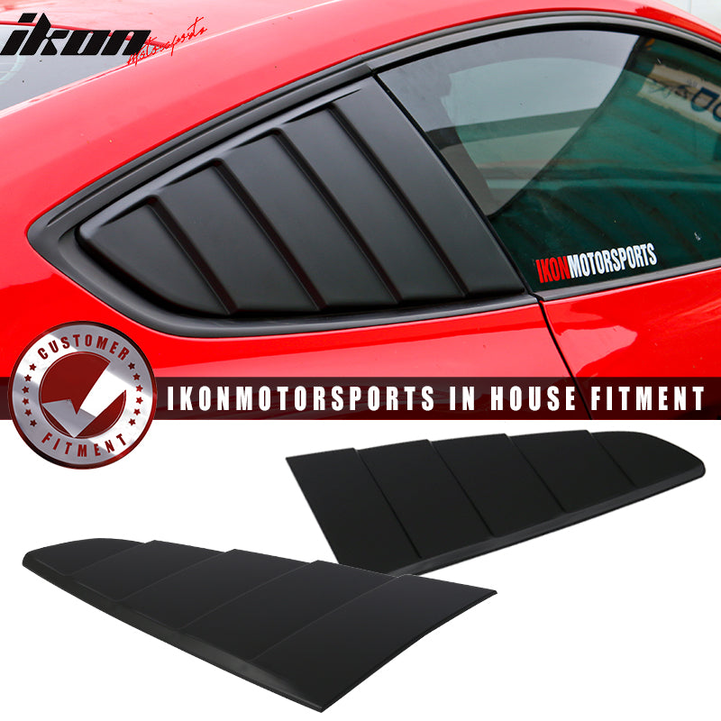 IKON MOTORSPORTS, Window Louver Compatible With 2015-2023 Ford Mustang, CV Style, Rear & Side Quarter Scoop Louvers