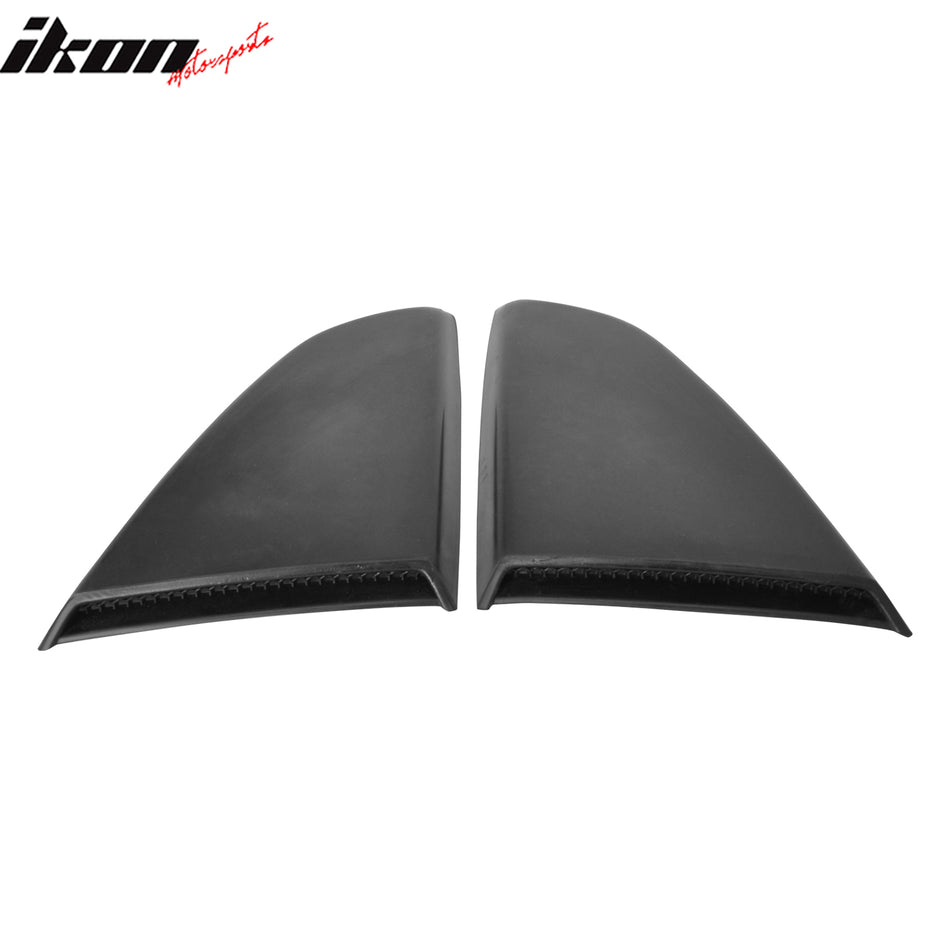Fits 15-23 Ford Mustang R Style Side Quarter Window Louver PU Painted #1R Black