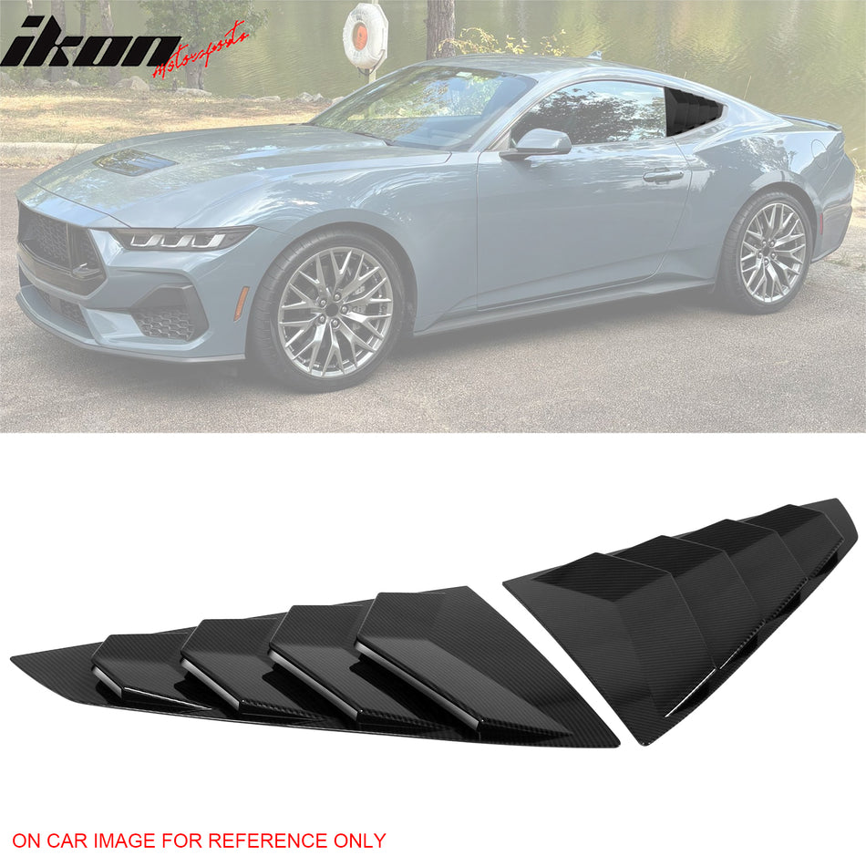 2024-2026 Ford Mustang Coupe Carbon Fiber Print Side Window Louvers