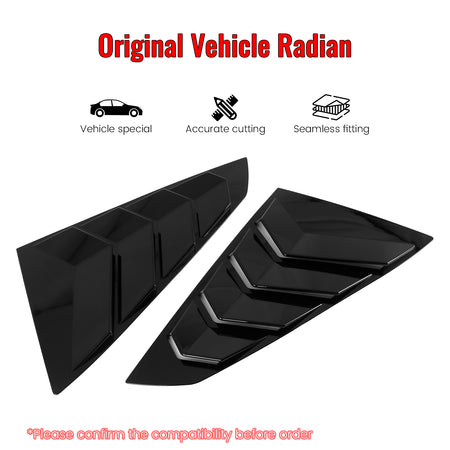 Fits 24-26 Ford Mustang S650 Coupe Side Window Louvers Scoop Vent Gloss Black