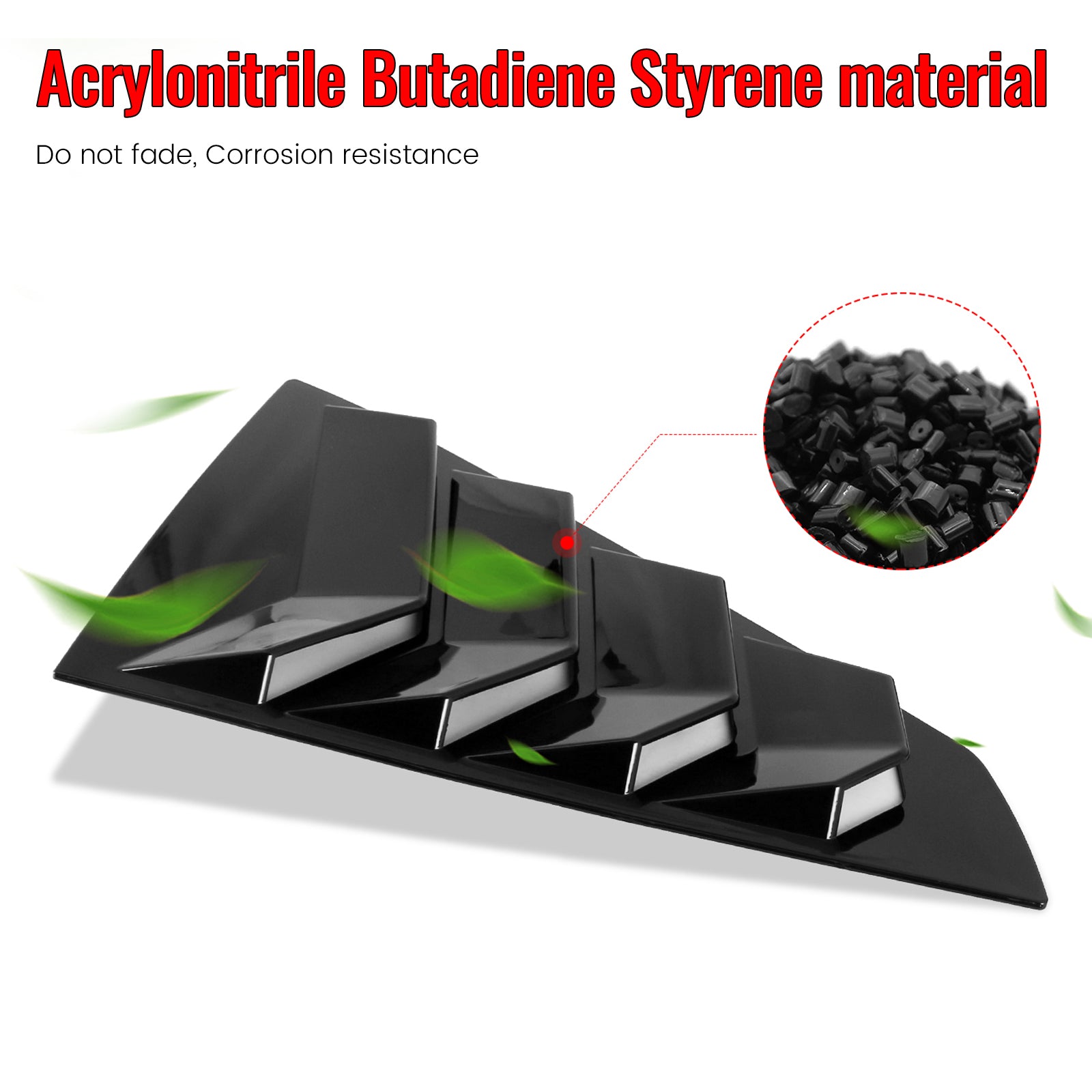 Fits 24-26 Ford Mustang S650 Coupe Side Window Louvers Scoop Vent Gloss Black