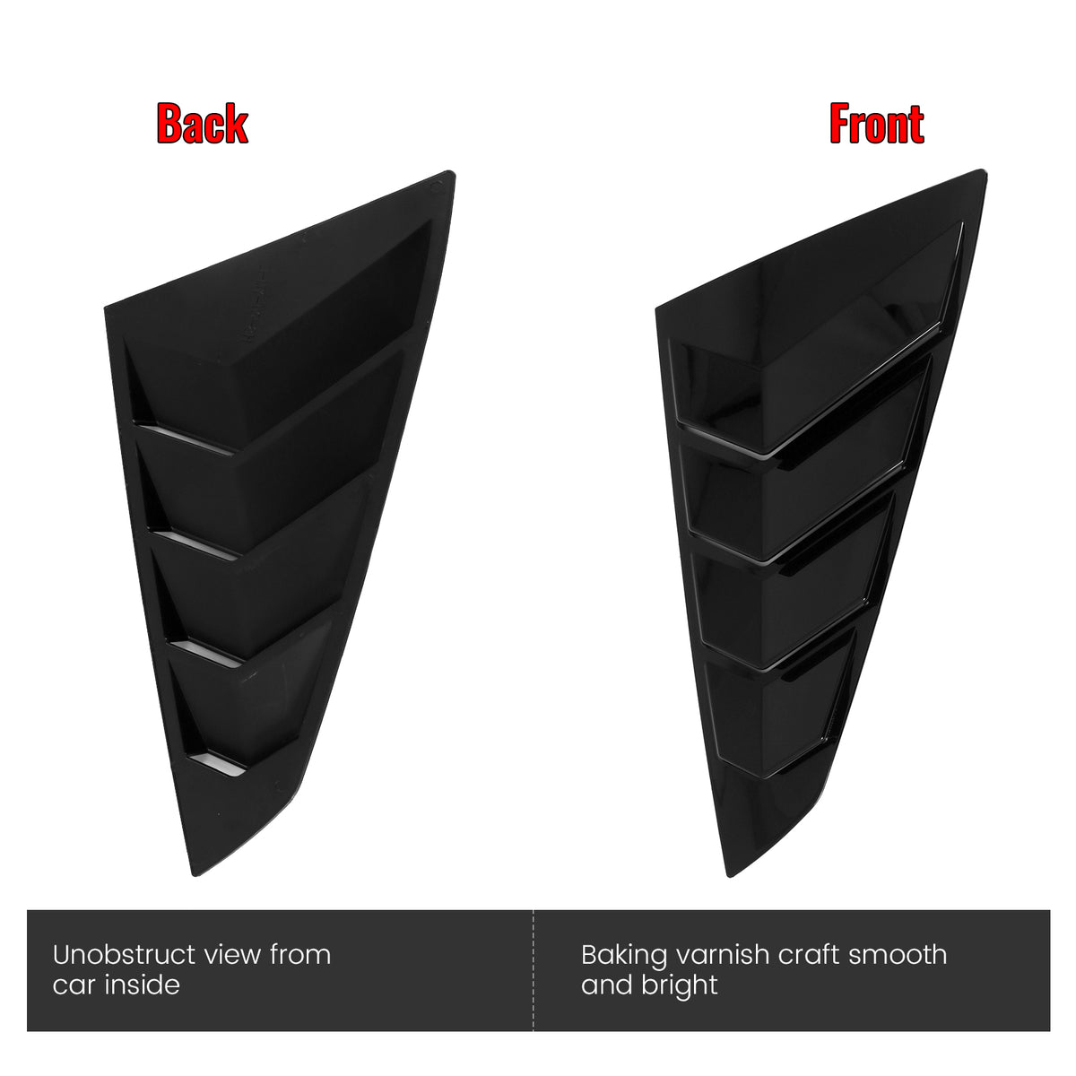 Fits 24-26 Ford Mustang S650 Coupe Side Window Louvers Scoop Vent Gloss Black