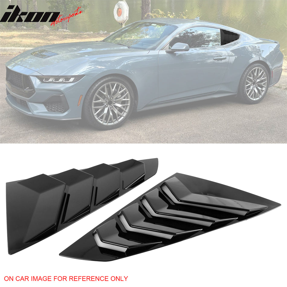 2024-2026 Ford Mustang S650 Coupe Gloss Black Side Window Louvers ABS