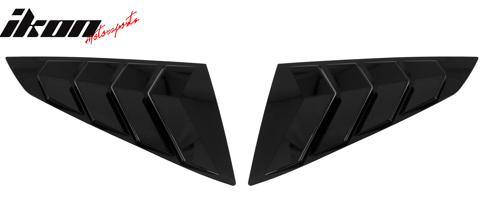 Fits 24-26 Ford Mustang S650 Coupe Side Window Louvers Scoop Vent Gloss Black