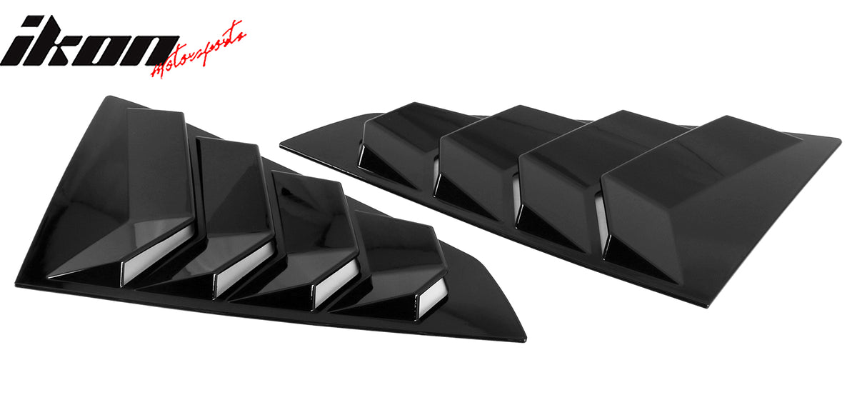 Fits 24-26 Ford Mustang S650 Coupe Side Window Louvers Scoop Vent Gloss Black