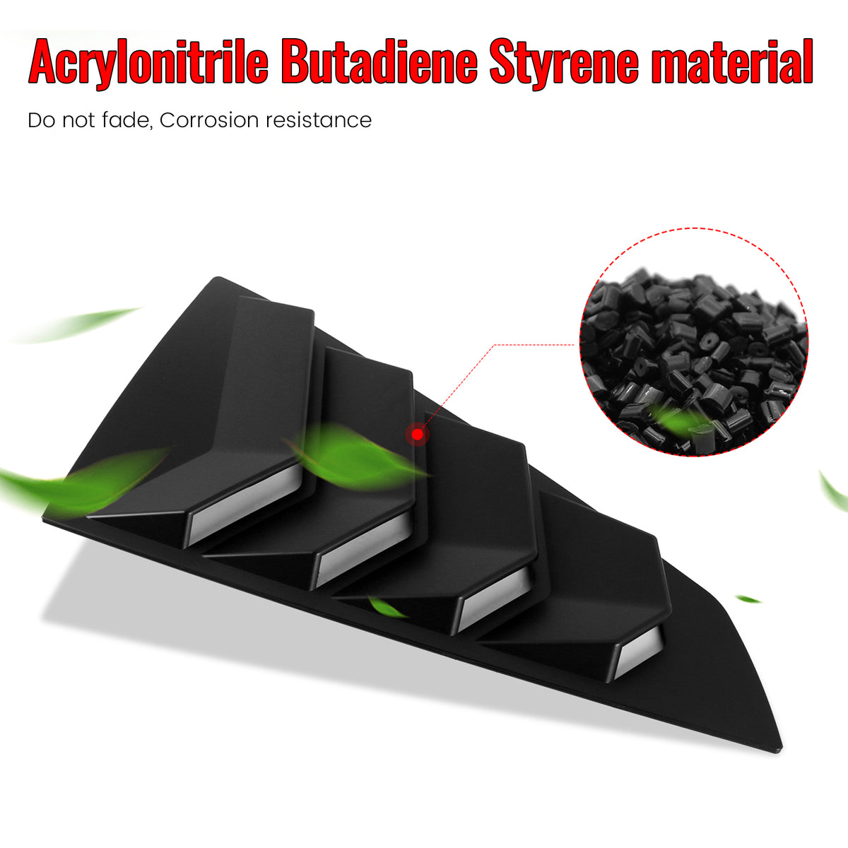 Fits 24-26 Ford Mustang S650 Coupe Side Window Louvers Scoop Vent Matte Black