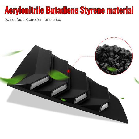 Fits 24-26 Ford Mustang S650 Coupe Side Window Louvers Scoop Vent Matte Black