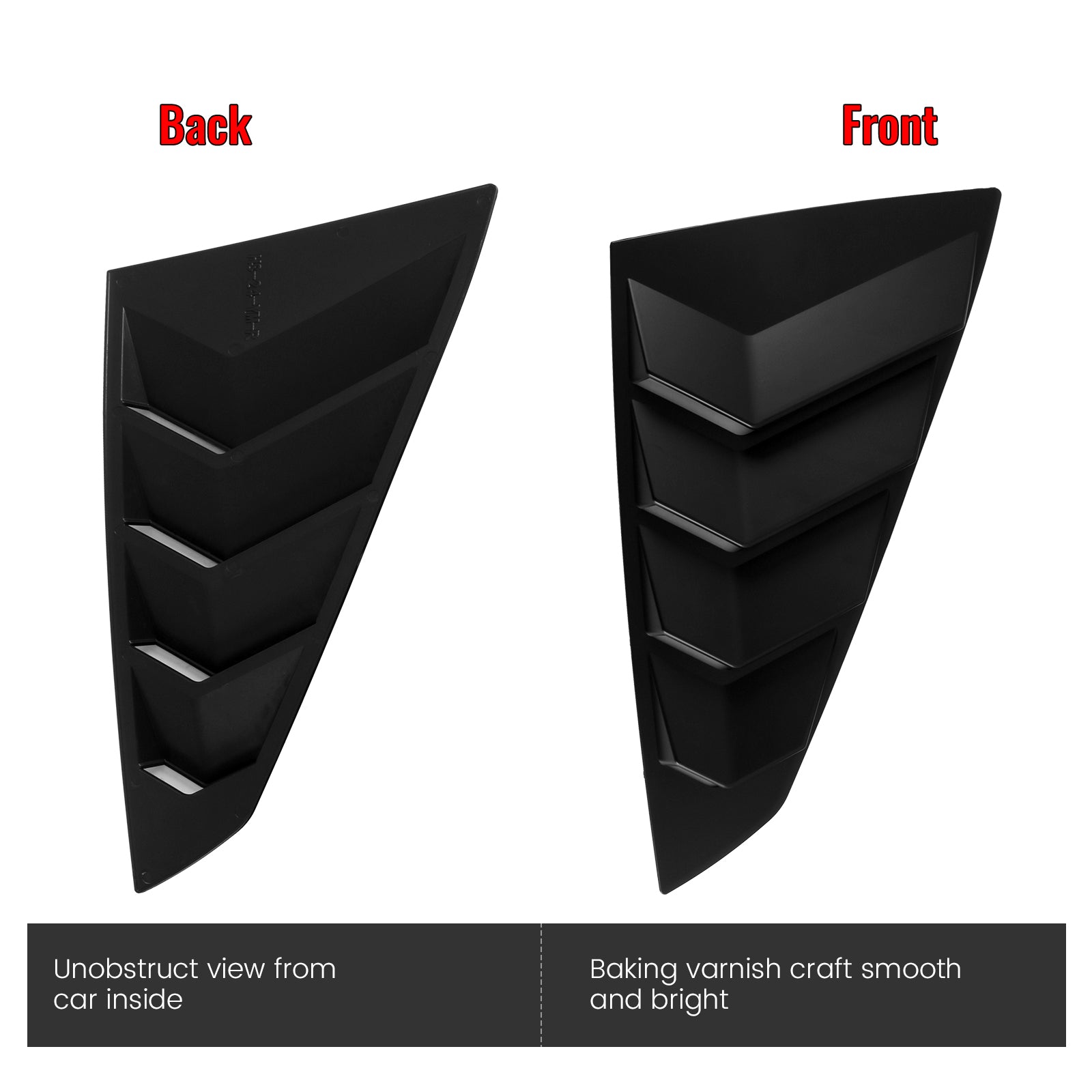 Fits 24-26 Ford Mustang S650 Coupe Side Window Louvers Scoop Vent Matte Black