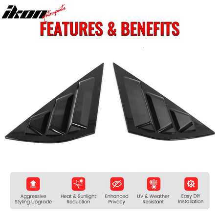 Fits 21-24 Ford Mustang Mach-E 2PC Side Window Louver 3 Vents Cover Unpainted PC