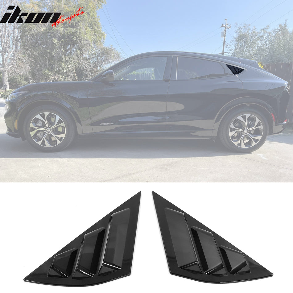 IKON MOTORSPORTS Rear Window Louver Compatible with 2021-2023 Ford Mustang Mach-E, IKON 3 Vent Openings Style PC Polycarbonate Painted Back Windshield Sun Shade Cover Vent