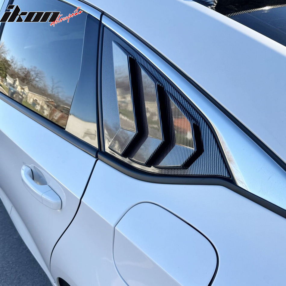 Side Quarter Window Louvers Compatible With 2018-2022 Honda Accord, Factory Style Carbon Fiber Print ABS Panel By IKON MOTORSPORTS