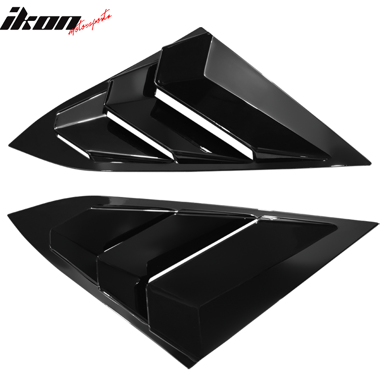 Fits 16-21 Honda Civic Sedan Rear Side Window Louver Sun Rain Shade Gloss Black