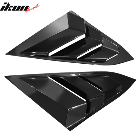 Fits 16-21 Honda Civic Sedan Rear Side Window Louver Sun Rain Shade Gloss Black