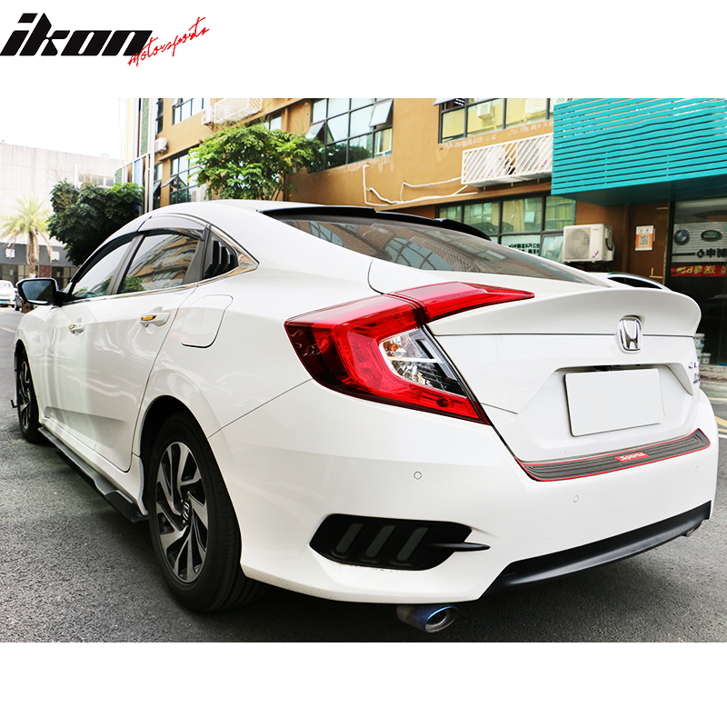 Fits 16-21 Honda Civic Sedan 4Dr Rear + Side Window Louvers Cover Unpainted ABS
