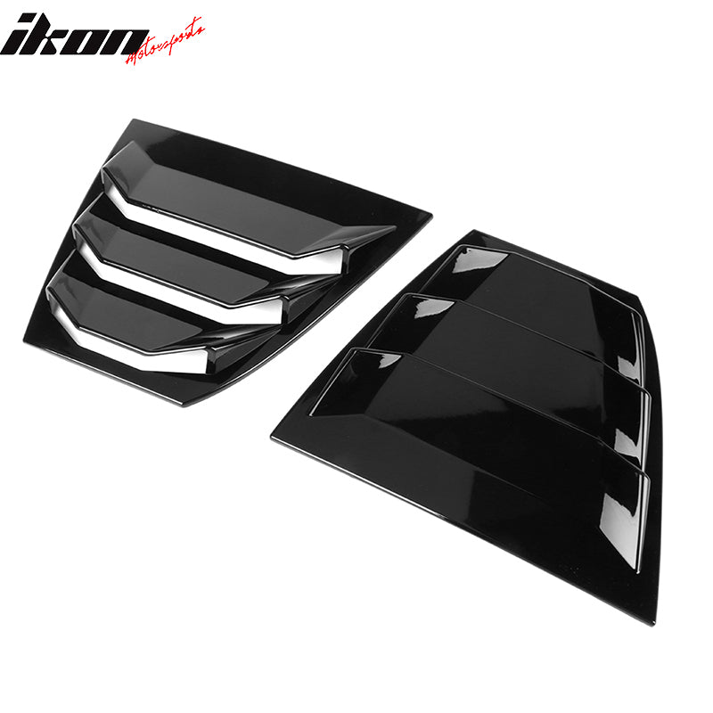 Fits 14-18 Mazda 3 Rear Window Louvers Quarter Scoop Cover Vent Gloss Black -ABS