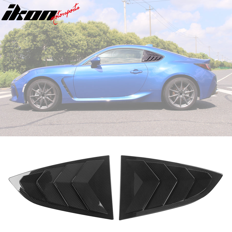 IKON MOTORSPORTS Side Window Louvers Compatible with 2022-2024 Subaru BRZ & Toyota GR86, IKON Style ABS Plastic Windshield Sun Shade Cover Vent 2PCS