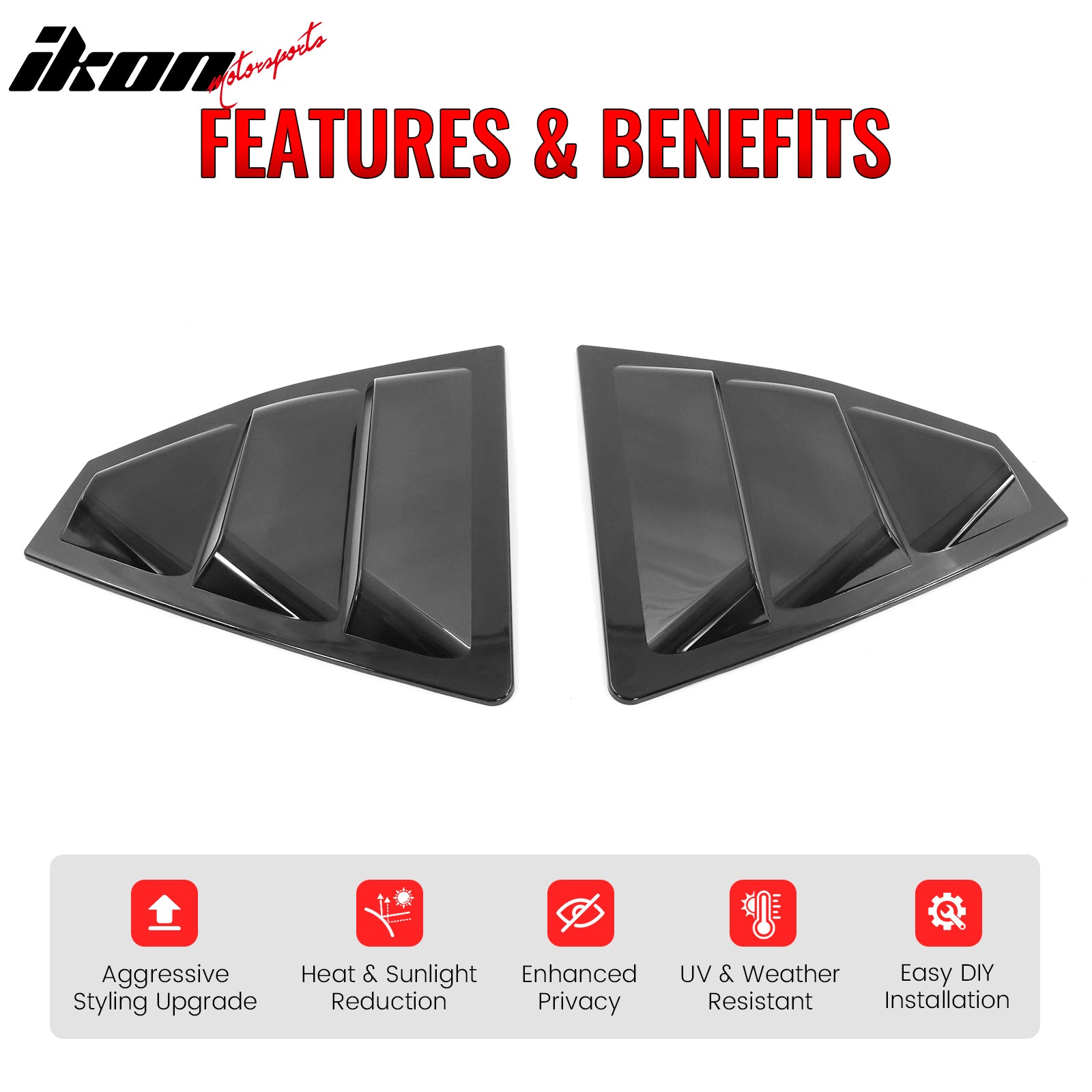 Fits 22-25 Subaru WRX IKON Style 2PCS Side Window Louver Vent Cover Unpainted PC