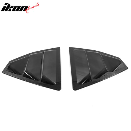 IKON MOTORSPORTS, Window Louvers Compatible With 2022-2024 Subaru WRX, 2PCS Rear Side Window Louver Scoop 3 Vent Openings Cover Trim PC Polycarbonate, 2022 2023