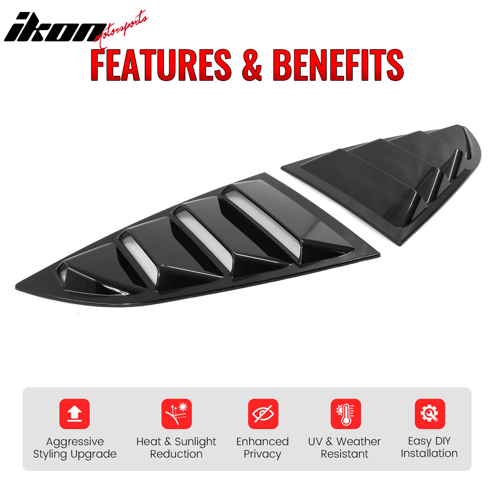 IKON MOTORSPORTS, Window Louvers Compatible With 2022-2026 Subaru BRZ & Toyota GR86 Coupe, 2PCS Side Window Louver Scoop Sun Shade Cover IKON Style PC Polycarbonate