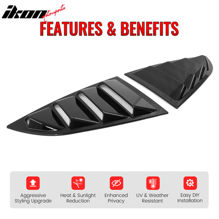 IKON MOTORSPORTS, Window Louvers Compatible With 2022-2026 Subaru BRZ & Toyota GR86 Coupe, 2PCS Side Window Louver Scoop Sun Shade Cover IKON Style PC Polycarbonate