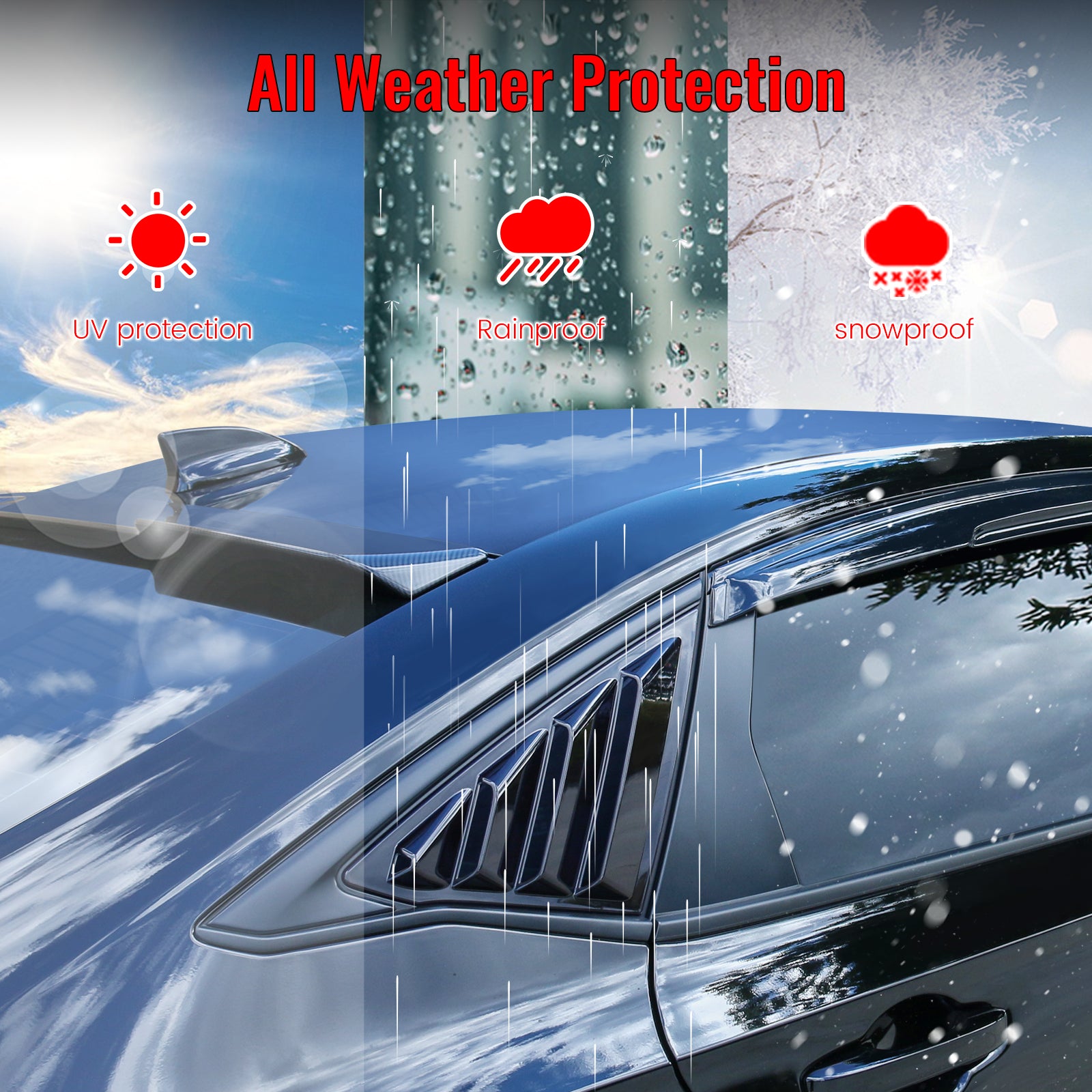 Fits 24-26 Ford Mustang S650 Coupe Side Window Louvers Scoop Vent Matte Black