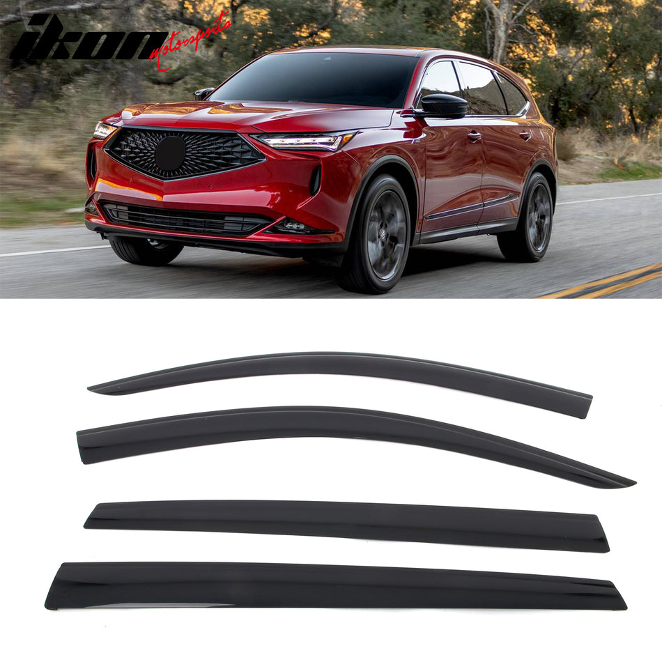 2022-2025 Acura MDX Low Profile Style Tape-On Smoke Window Visors Vent