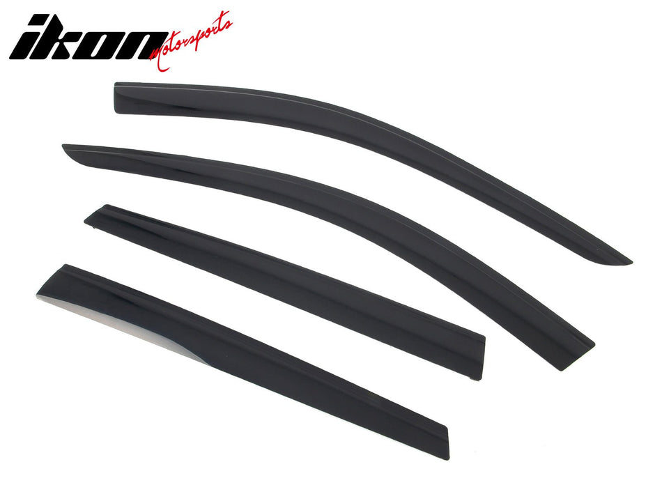 IKON MOTORSPORTS Tape on Low Profile Window Visors, Compatible with 2016-2022 BMW F48 X1, Acrylic Smoke/Tinted Rain Guards, Side Window Wind Deflectors 4PCS
