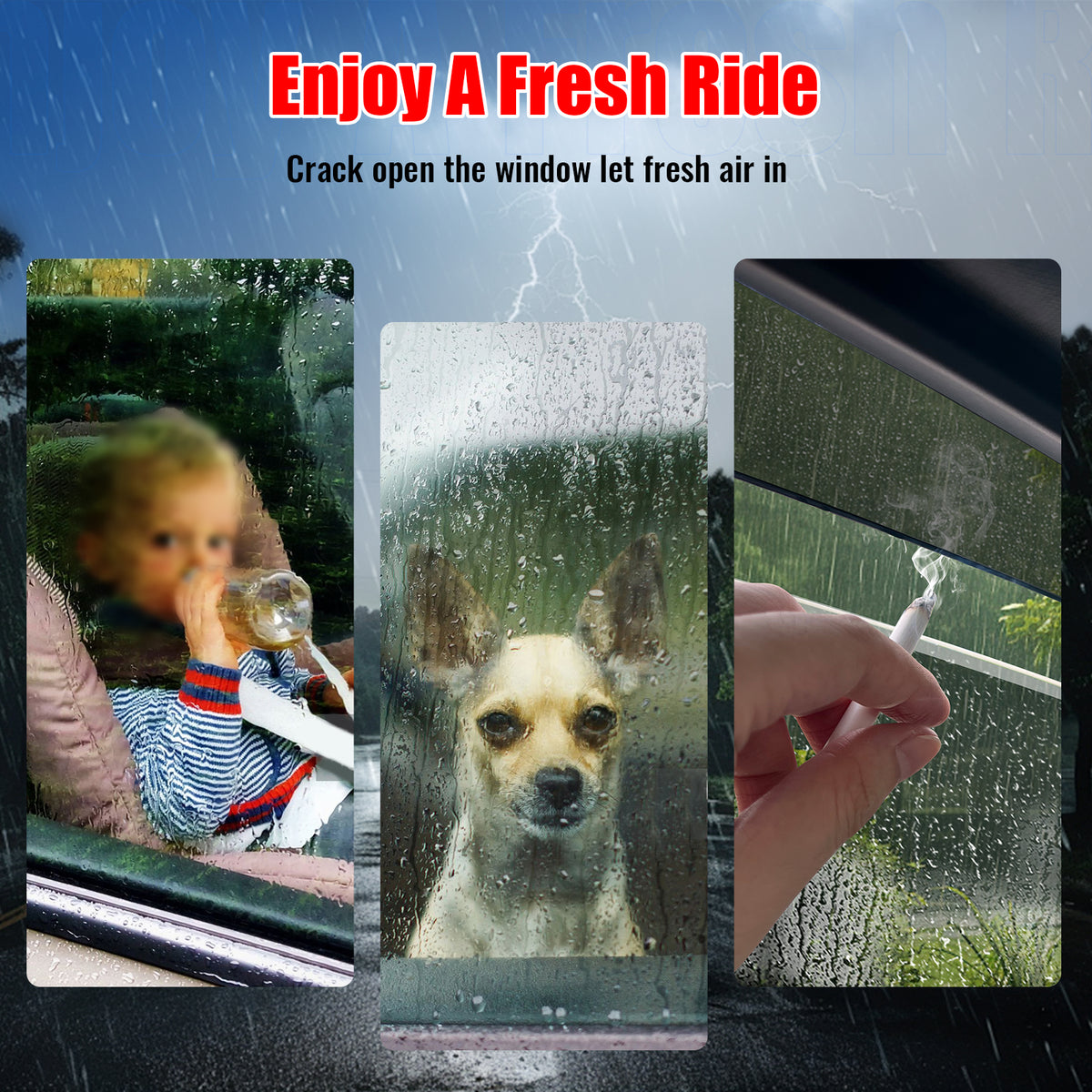 Fits 21-24 Toyota Venza Low Profile Style Tape-On Window Visors Rain Deflectors