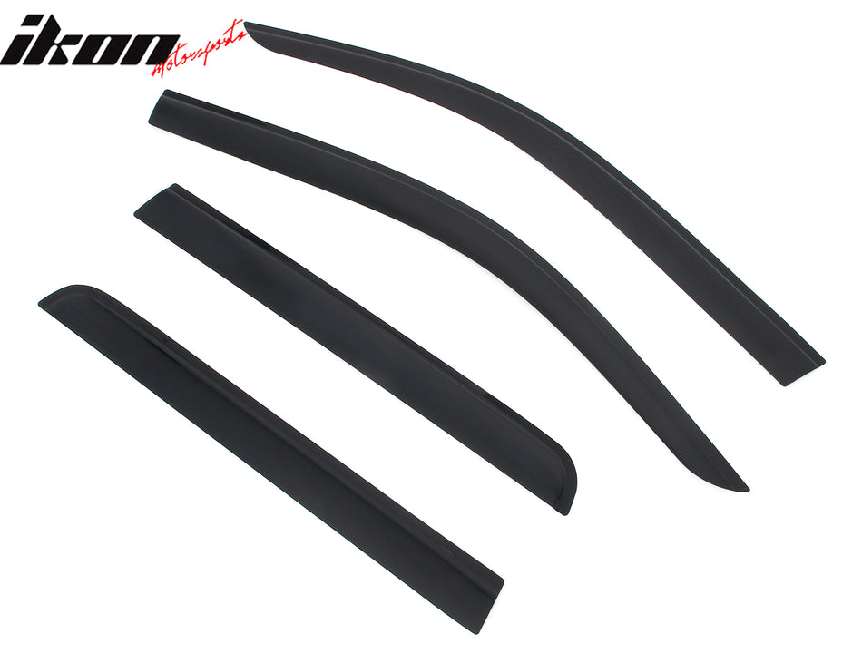 IKON MOTORSPORTS Tape on Low Profile Window Visors, Compatible with 2022-2025 Ford Maverick, Acrylic Smoke/Tinted Rain Guards, Side Window Wind Deflectors 4PCS