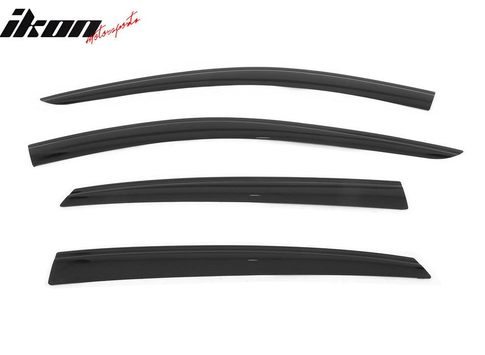 IKON MOTORSPORTS Tape on Low Profile Window Visors, Compatible with 2022-2025 Infiniti QX55, Acrylic Smoke/Tinted Rain Guards, Side Window Wind Deflectors 4PCS