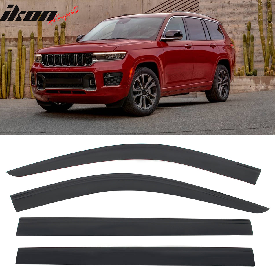2021-2025 Jeep Grand Cherokee L Low Profile Style Smoke Window Visors