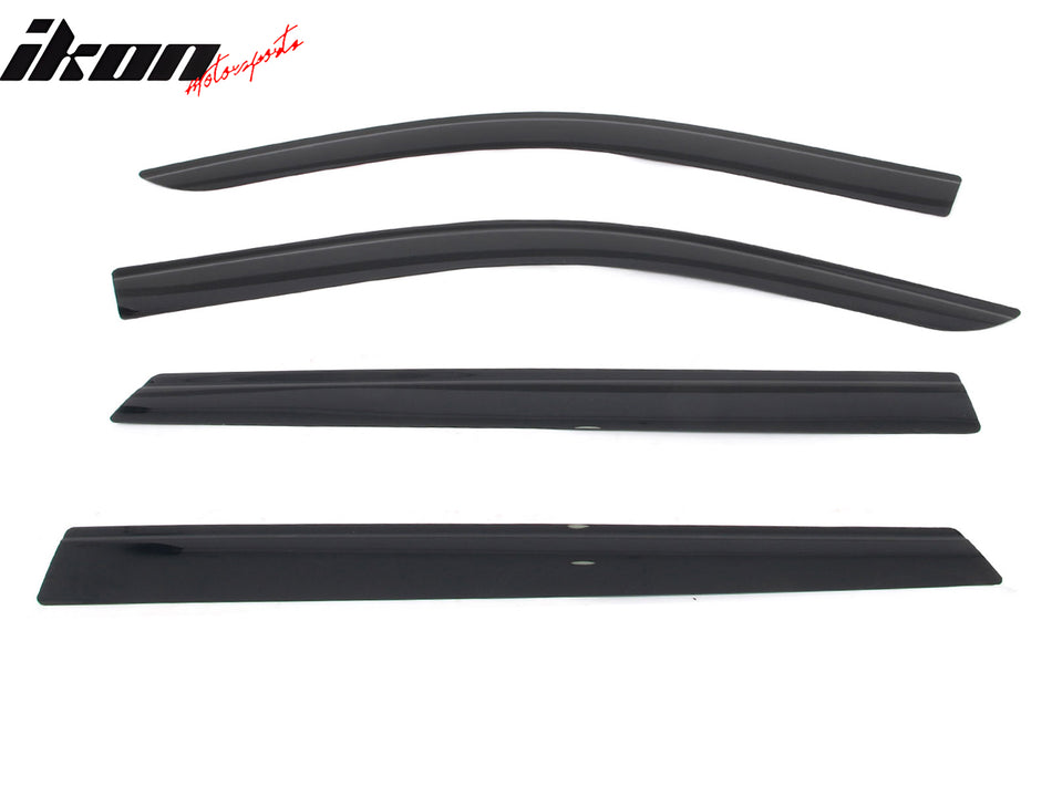 IKON MOTORSPORTS Tape on Low Profile Window Visors Compatible with 2021-2025 Kia Sorento, Acrylic Smoke/Tinted Rain Guards, Side Window Wind Deflectors 4PCS