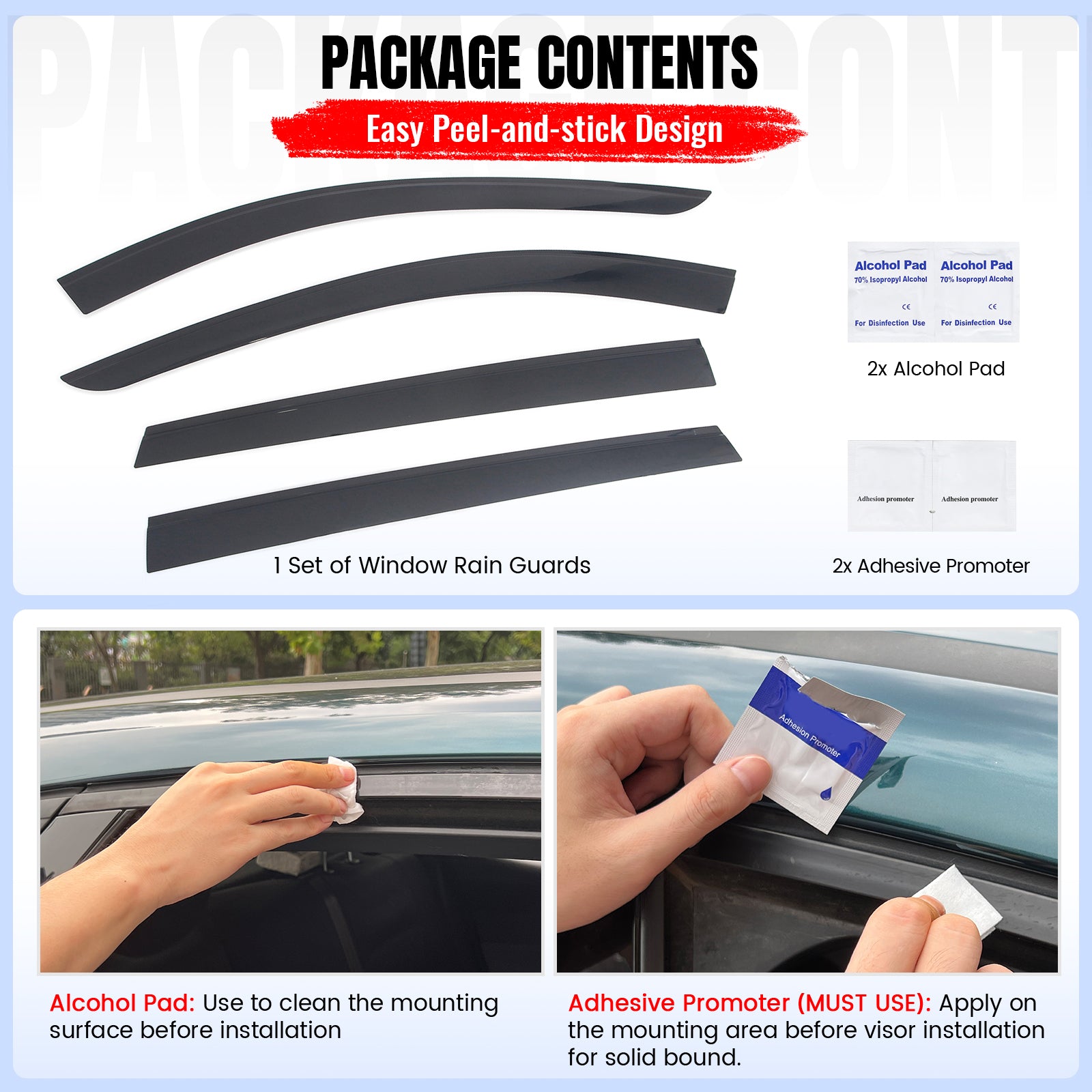 Fits 25-26 Mazda CX-70 & 24-26 CX-90 Low Profile Style Tape-on Window Visors