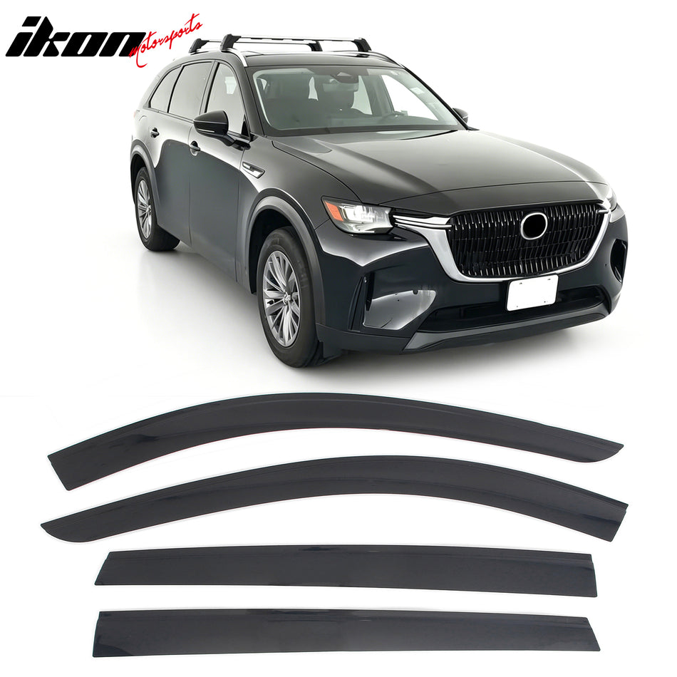 2025-2026 Mazda CX-70 & 2024-2026 CX-90 Tape-on Window Visors Sun Shades Vent Rain Guards Deflectors Low Profile Style Acrylic Smoke/Tinted 4PCS
