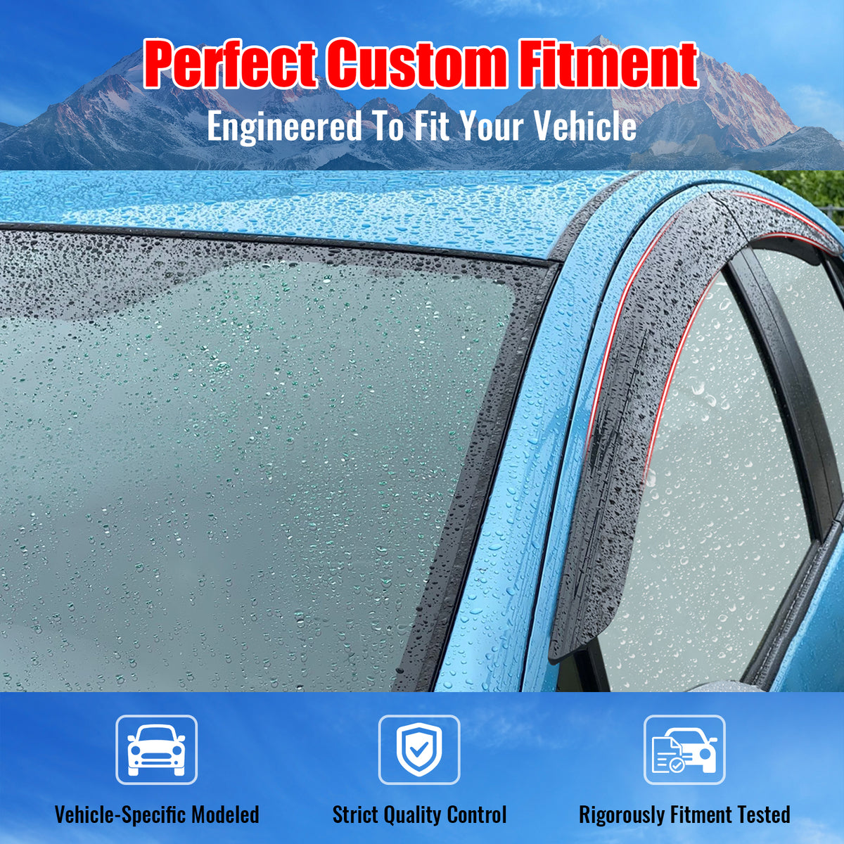 IKON MOTORSPORTS Tape on Low Profile Window Visors, Compatible with 2021-2024 Toyota Venza, Acrylic Smoke/Tinted Rain Guards, Side Window Wind Deflectors 4PCS